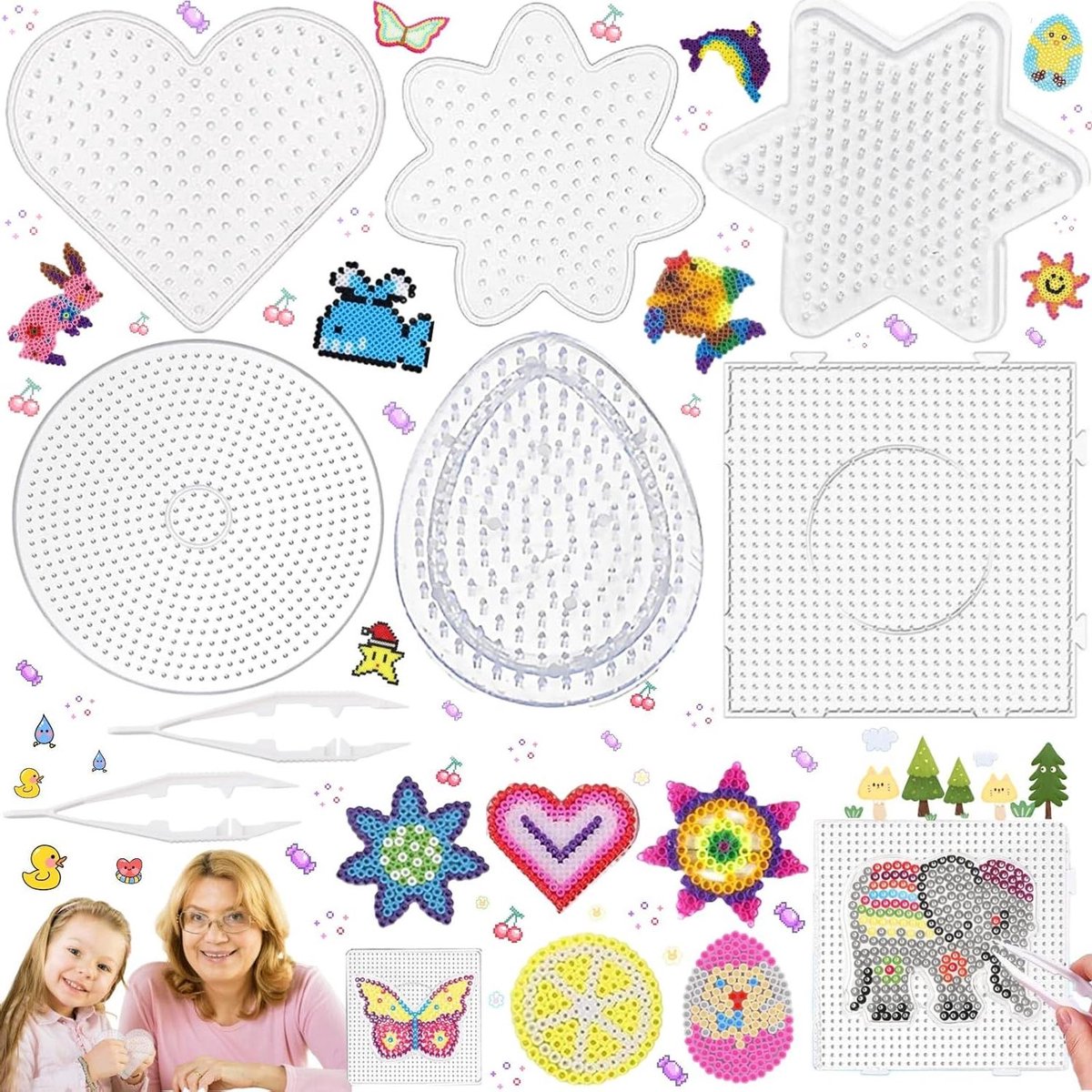 Jhubers Goods - Transparante Strijkkralen Set van 8 Stuks | DIY Strijkproject Accessoires | Potloodplaten en Korrelsjablonen